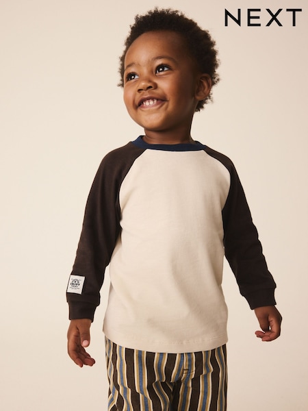 Brown/Cream - Long Sleeve Raglan T-shirt (3mths-7yrs)