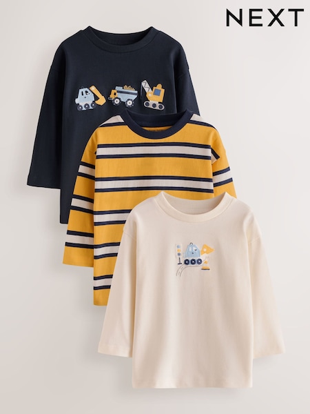 Dəniz Qazıcı Nakışı - Long Sleeve Graphic T-shirts 3 Pack (3mths-7yrs)