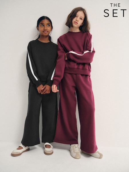 Red/Blue - The Set 2 Pack Side Stripe Crew Neck And Wide Leg Joggers Set