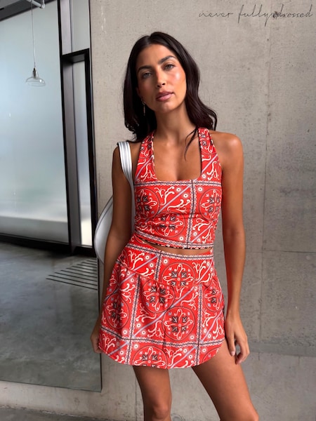 Red Bandana/Leopard - Never Fully Dressed Square Neck Reversible Vest Top