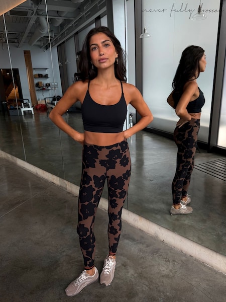 Black/Brown Floral - Never Fully Dressed Ruched Waist Band Leggings