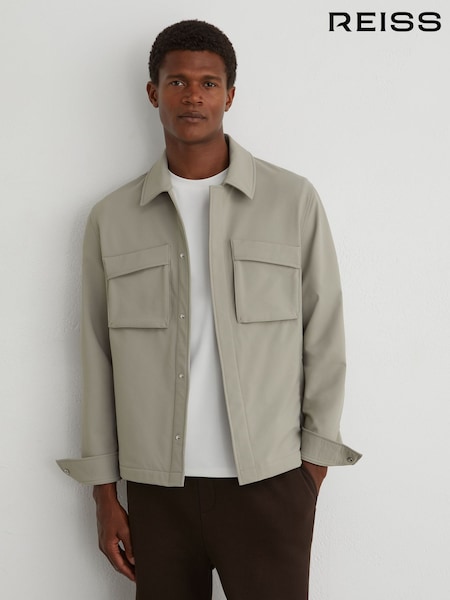 Stone - Regular Reiss Divide Technical Twin-pocket Overshirt