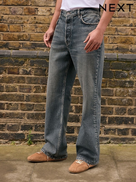 Grå Løstsiddende - Flared Jeans