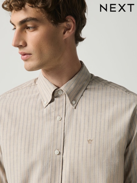 لون محايد - Regular Stretch Oxford Short Sleeve Shirt