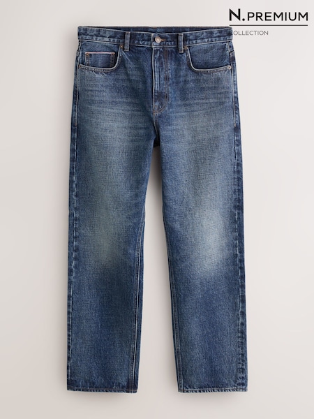 Mittelblau - Regular N. Premium Straight Fit Selvedge Denim Jeans
