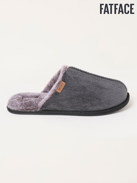 Blue - Regular Fatface Checkered Mule Slippers