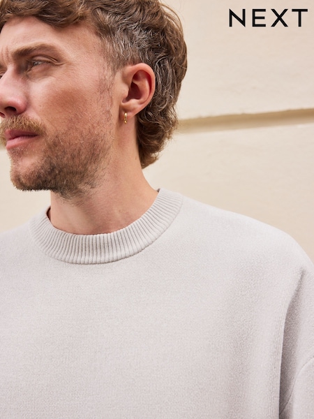Light Grey - Regular Chenille Crew Neck Jumper