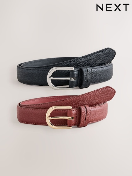 Black/Rust - Regular Pu Belts 2 Pack