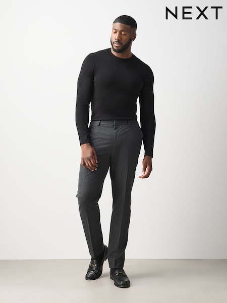 أسود - Regular Muscle Fit Cotton Rich Crew Jumper