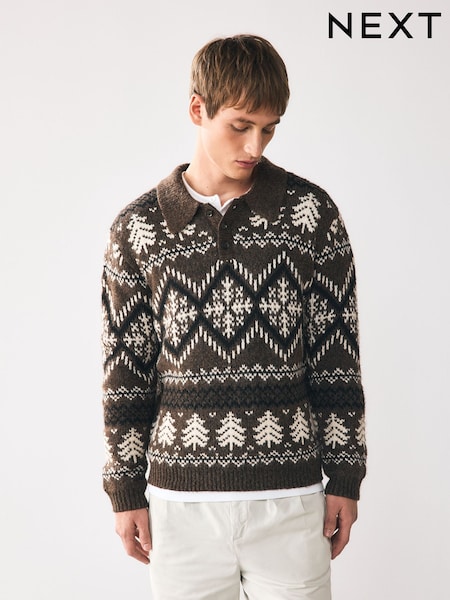 Brown - Regular Fairisle Matching Family Christmas Jumper