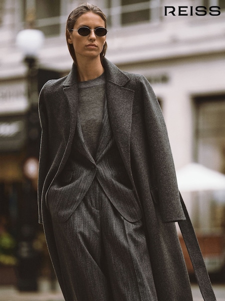Ածխագույն մոխրագույն - Reiss Marlowe Wool-blend Double-breasted Blind-seam Coat