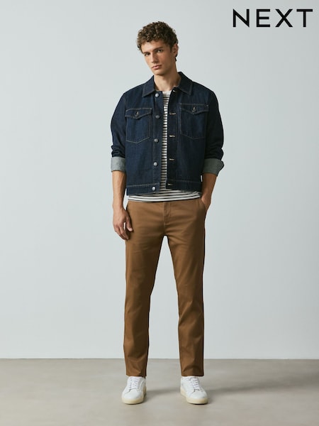 Tan Brown - Slim Fit Cotton Rich Stretch Chinos