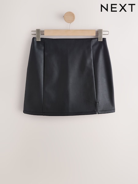 Black - Faux Leather Mini Skirt