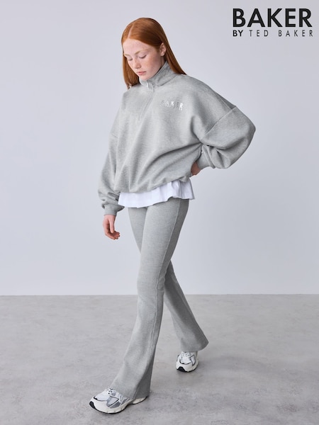 ប្រផេះ - Baker By Ted Baker 2 Piece Peplum Cinched Sweat Top & Flare Set