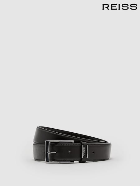 Black - Regular Reiss Finch Leather Logo-detail Belt