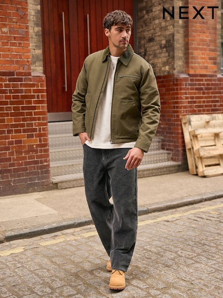 אפור פחם - Baggy Fit Corduroy 5 Pocket Trousers
