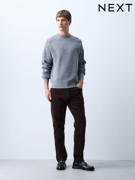 Burgundy - Slim Fit Motionflex Cord Trousers