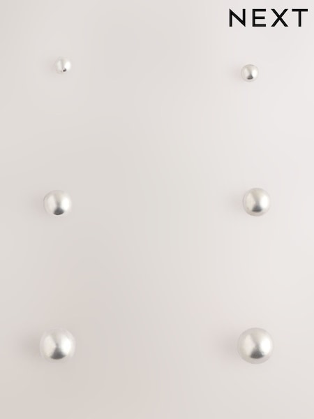 Sterling Silver - Ball Stud Earrings 3 Pack