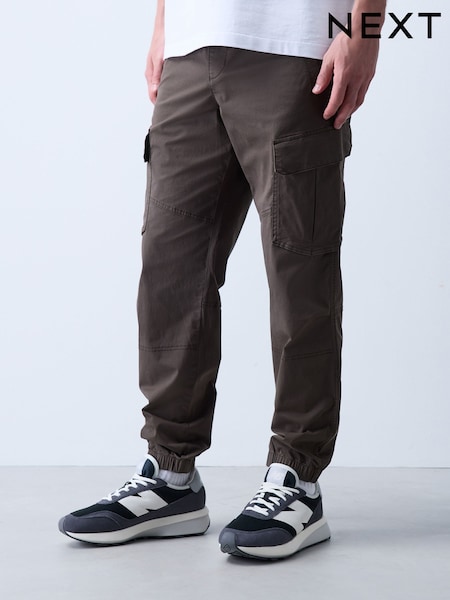 Neutral - Regular Tapered Fit Cotton Stretch Cargo Trousers