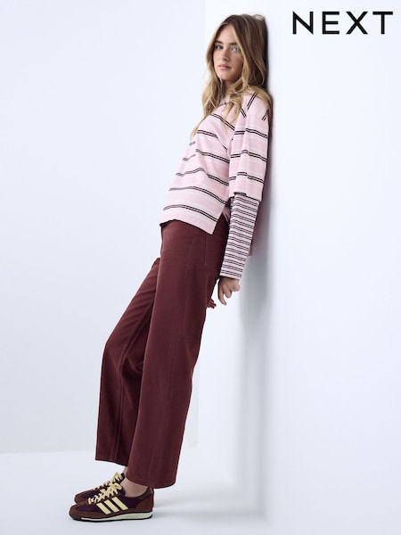 Burgundy Red - Ankle Straight Jeans