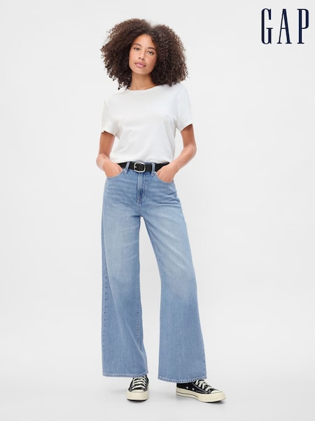 Light Wash - Gap High Waisted Super Soft Wide-leg Jeans