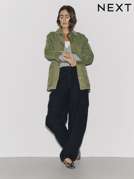 Black - Mid Rise Utility Barrel Jeans