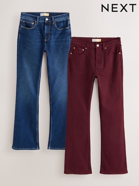Berry/Dark Blue - Mid Rise Bootcut Jeans 2 Pack