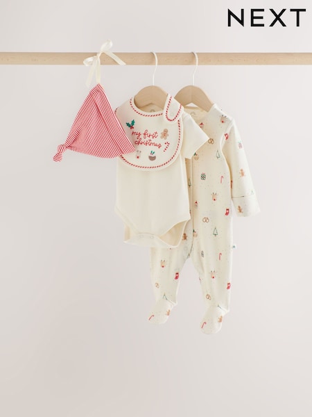Red/White My First - Christmas Baby Bundle Gift Set 4 Piece (0-9mths)