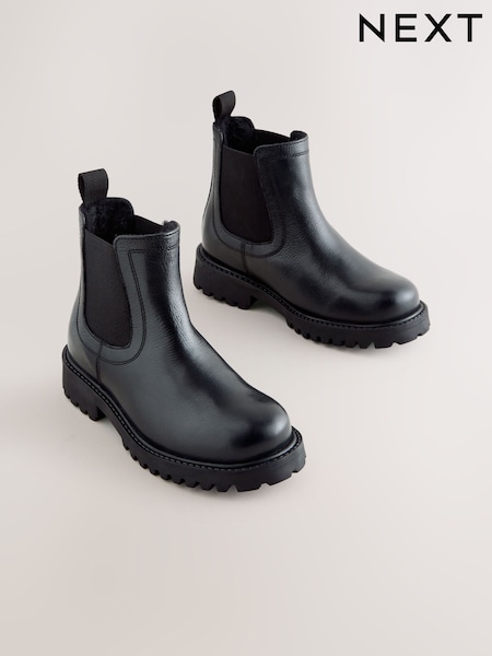 Black - Borg Lined Chelsea Boots