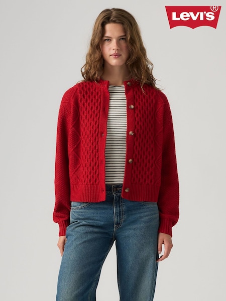 Red - Levi's® Cable-knit Cotton Cardigan