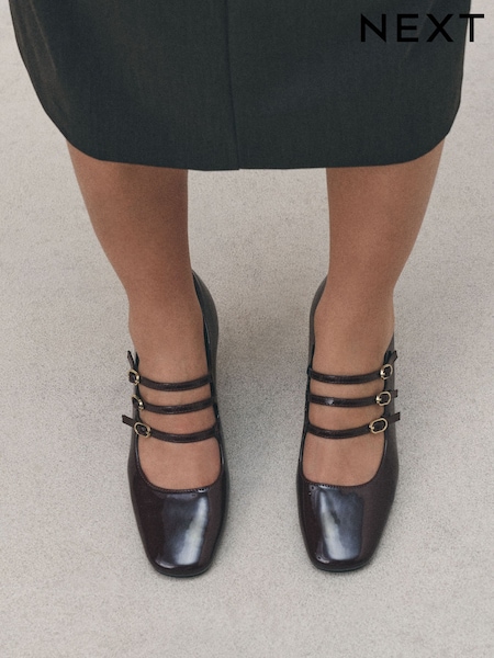 Burgundy Red - Forever Comfort® Tripple Strap Block Heels
