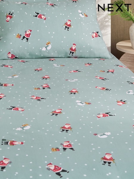 Santa Christmas Fitted Sheet And Pillowcase Set