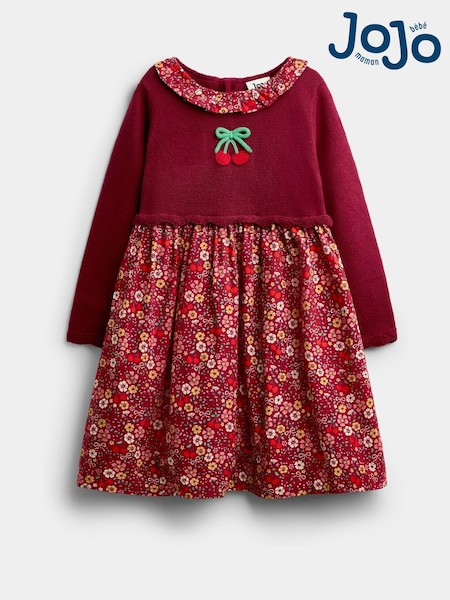 Burgundy Red Cherry - Jojo Maman Bébé Knitted Combo Dress
