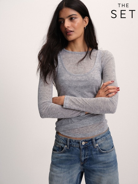 Сұр/Ақ - The Set 2 Pack Sheer Long Sleeve And Vests