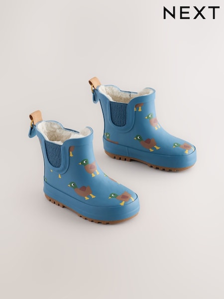 Blue/Brown Duck - Warm Lined Ankle Wellies