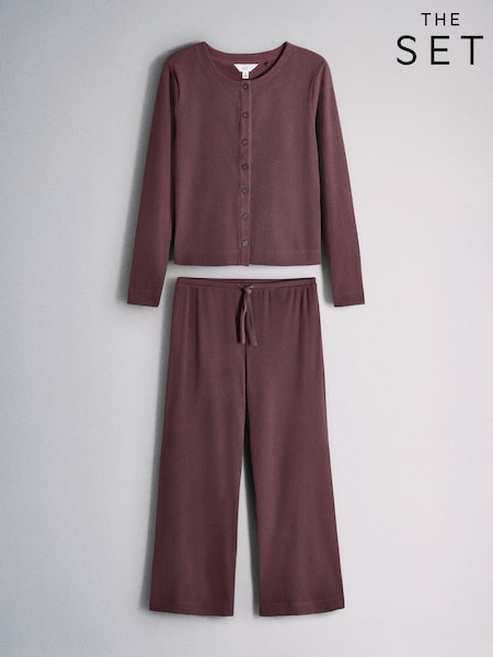 أرجواني شاحب - The Set Cosy Rib Henley And Balloon Trousers Loungwear Set