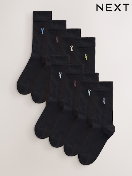 Črna nordijska modra stag - Regular Multi Stag Lasting Fresh Embroidered Socks 8 Pack