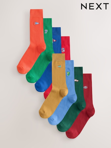 Blue/Red Preppy - Regular Fun Socks 8 Pack
