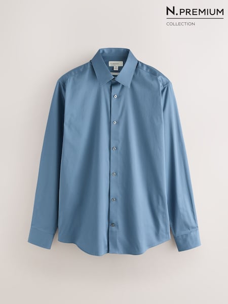 Blue - Regular N. Premium Smart Long Sleeve Sateen Shirt