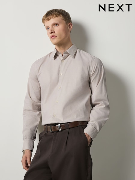 Neutral Textured - Regular Regular Fit Long Sleeve Smart Textured Shirt