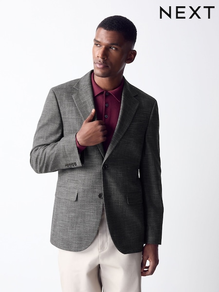 Gris antracita - Regular Fit Textured Blazer With Wool