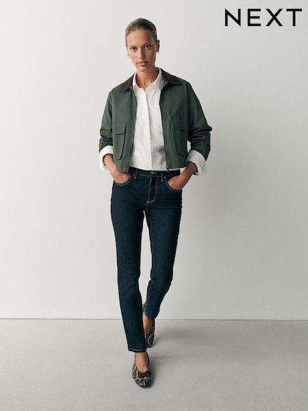 Black/Indigo - Mid Rise Super Soft Stretch Slim Jeans