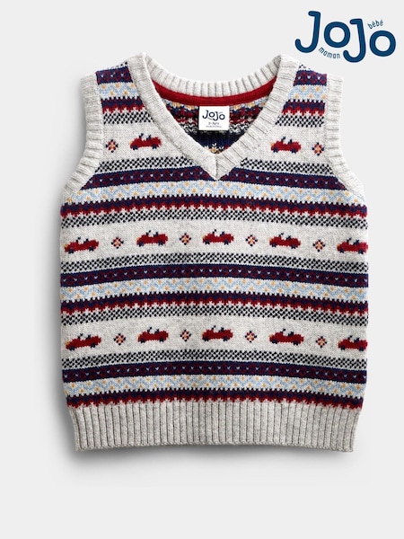 Grey Marl Classic Car - Jojo Maman Bébé Fairisle Knitted Jumper