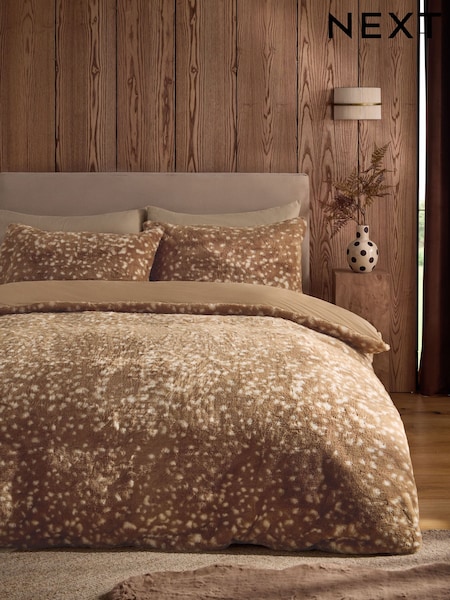 Deer Dapple Faux Fur Duvet Cover And Pillowcase Set