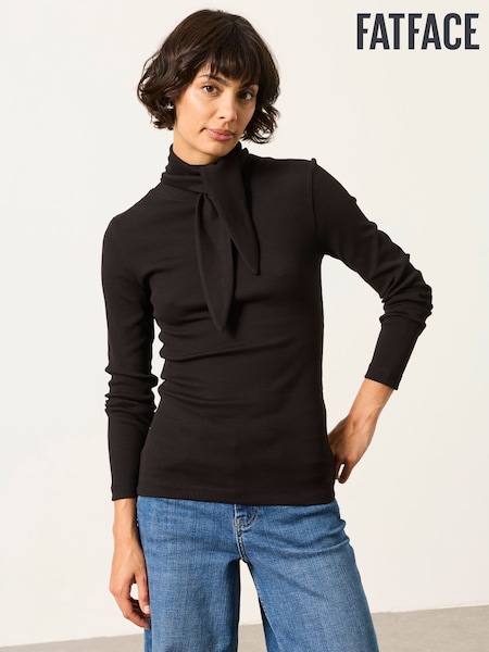 Qara - Fatface Tie Neck Long Sleeve Top