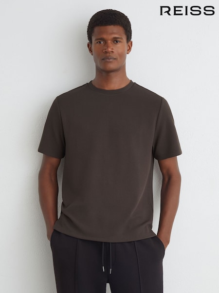 Brown - Regular Reiss Cole Textured Modern-fit Crew-neck T-shirt