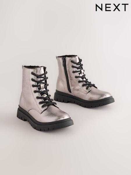 Pewter - Warm Lined Lace-up Boots