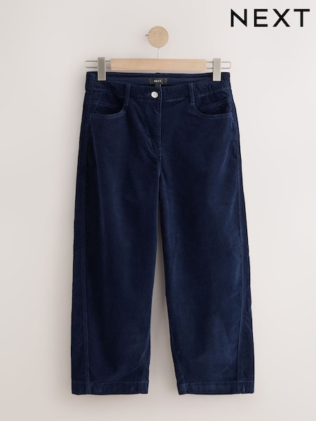 Navy Blue - Corduroy Barrel Leg Trousers