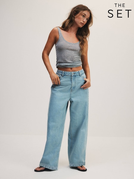 Bleach Wash - The Set Loose Fit Low Rise Jeans