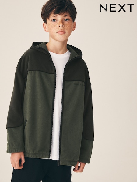 Multi Green - Zip Through Hooded Fleece (3-16yrs)